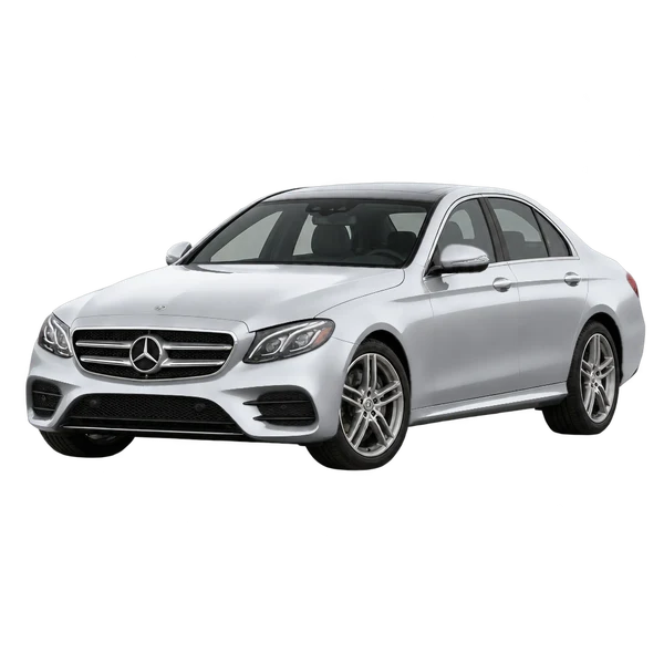 silver 2017 Mercedes-Benz Classe E front three-quarter (facing left) view
