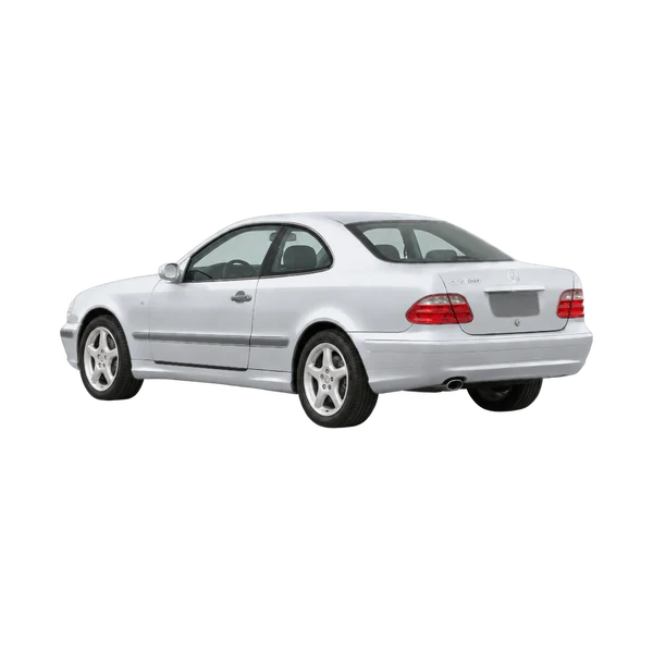 silver 1999 Mercedes-Benz CLK-Class rear three-quarter (facing left) view