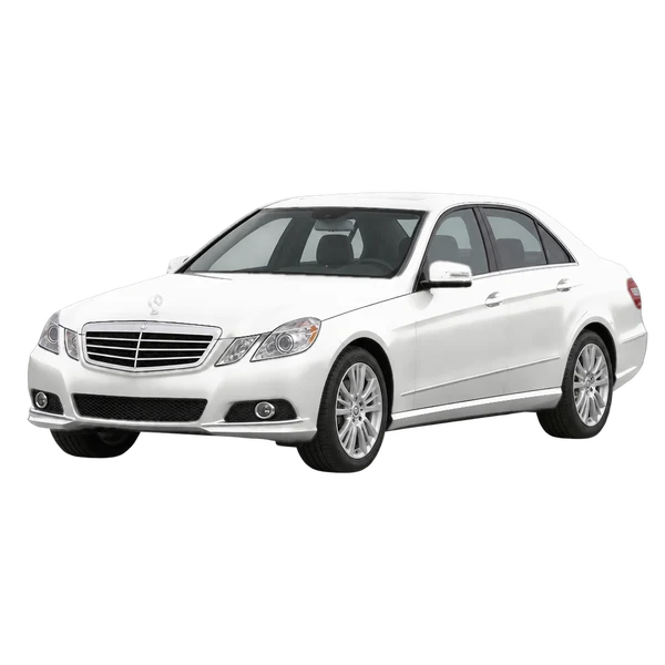 white 2016 Mercedes-Benz E-Klasse front three-quarter (facing left) view