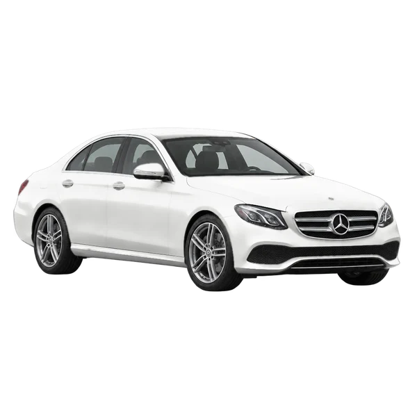 white 2018 Mercedes-Benz E-Klasse front three-quarter (facing left) view