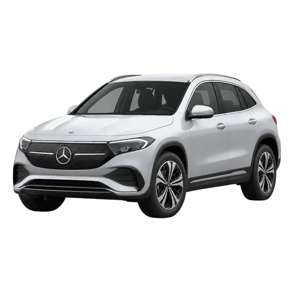 Mercedes-Benz EQA Class 2021 باللون فضي، منظر منظر أمامي بزاوية ثلاثة أرباع (متجه لليسار)
