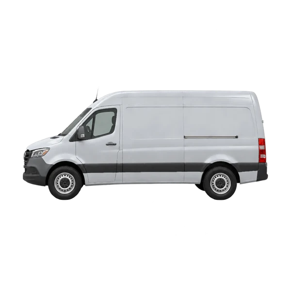 Mercedes-Benz eSprinter 2025 argent, vue côté (vers la gauche)