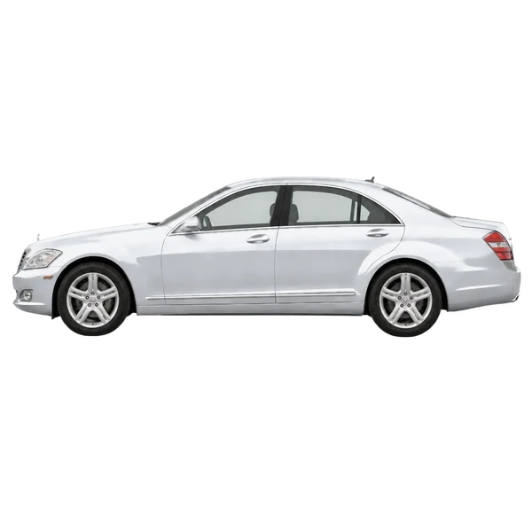 Mercedes-Benz S-Class 2007 باللون فضي، منظر جانبي (متجه إلى اليسار)