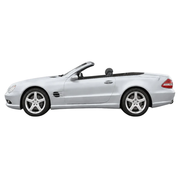 Mercedes-Benz SL-Class 2004 باللون فضي، منظر جانبي (متجه إلى اليسار)