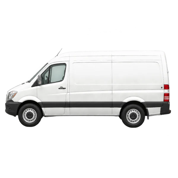 Mercedes-Benz Sprinter 2016 باللون أبيض، منظر جانبي (متجه إلى اليسار)