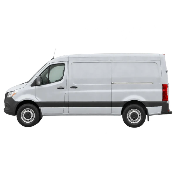 シルバーの2020 Mercedes-Benz Sprinter(側面(左向き)ビュー)