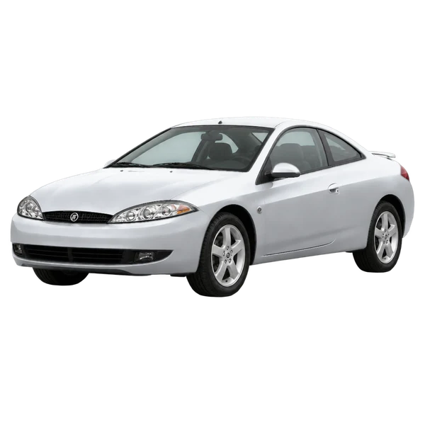 Mercury Cougar 2002 prata, vista dianteira em três quartos (voltada para a esquerda)