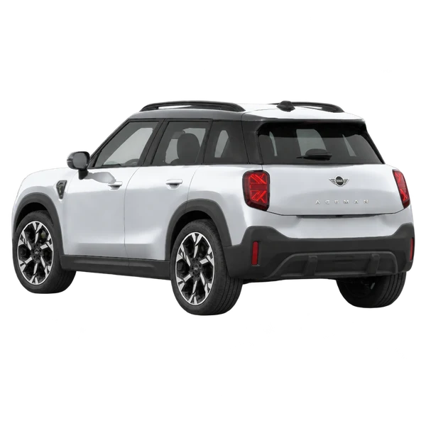 2024 MINI Aceman in Silber, Ansicht: Dreiviertelansicht von hinten (nach links gerichtet)