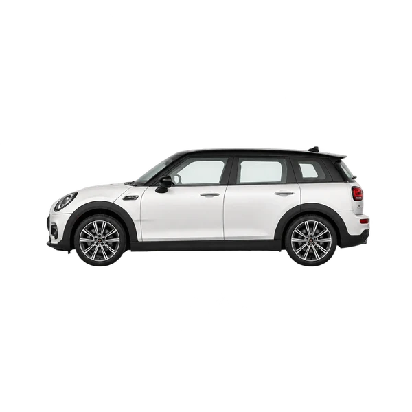 MINI Clubman 2026 باللون أبيض، منظر جانبي (متجه إلى اليسار)