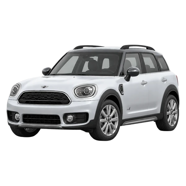 MINI Cooper ALL4 2019 en plateado, vista frontal tres cuartos (hacia la izquierda)