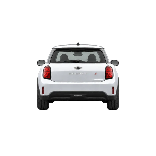 MINI Cooper C 2026 باللون فضي، منظر من الخلف