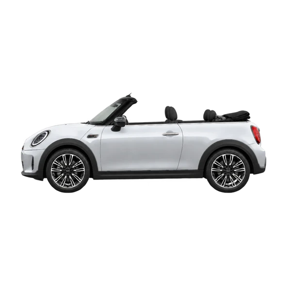 MINI Cooper Convertible 2026 prata, vista lateral (voltada para a esquerda)