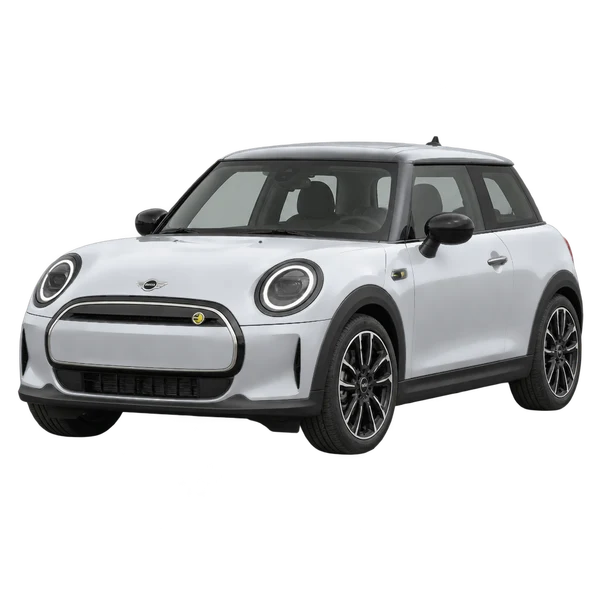 MINI Cooper E 2024 prata, vista dianteira em três quartos (voltada para a esquerda)
