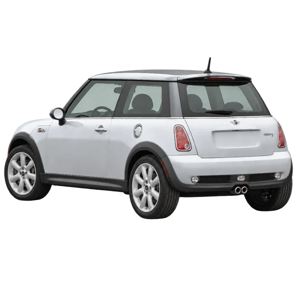 シルバーの2005 MINI Cooper S（リア斜め（左向き）ビュー）