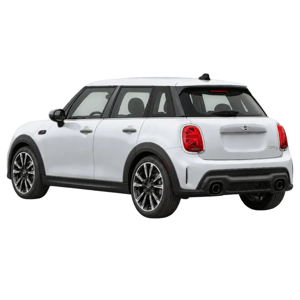 シルバーの2023 MINI Cooper S（リア斜め（左向き）ビュー）