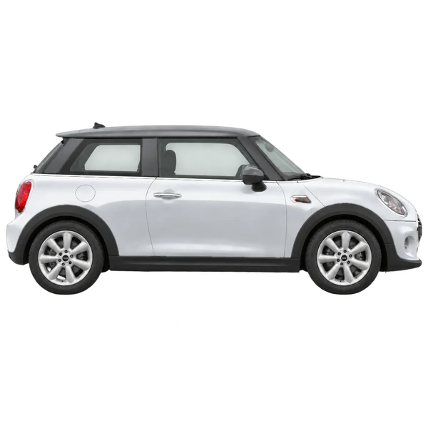 MINI Cooper 2016 en plateado, vista lateral (hacia la derecha)