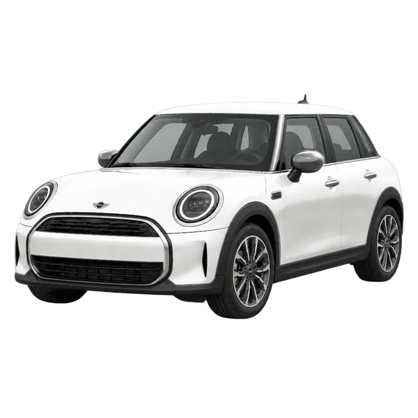 2024 MINI Cooper in weiß, Ansicht: Dreiviertelansicht vorne (nach links gerichtet)