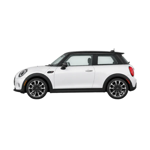 2024 MINI Cooper in weiß, Ansicht: Seite (nach links gerichtet)