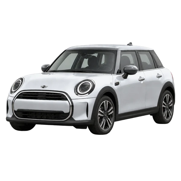 MINI Cooper 2025 en plateado, vista frontal tres cuartos (hacia la izquierda)