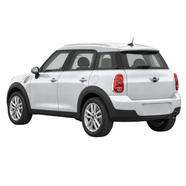 silver 2011 MINI Countryman rear three-quarter (facing left) view