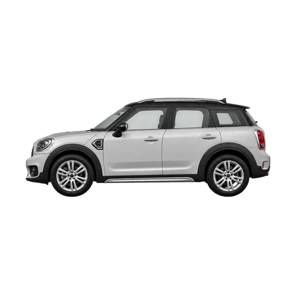 MINI Countryman 2020 باللون فضي، منظر جانبي (متجه إلى اليسار)