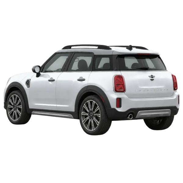 silver 2025 MINI Countryman rear three-quarter (facing left) view