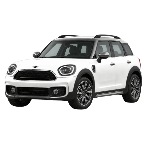 2026 MINI Countryman in weiß, Ansicht: Dreiviertelansicht vorne (nach links gerichtet)