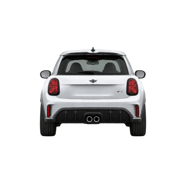 MINI JCW 2026 باللون فضي، منظر من الخلف