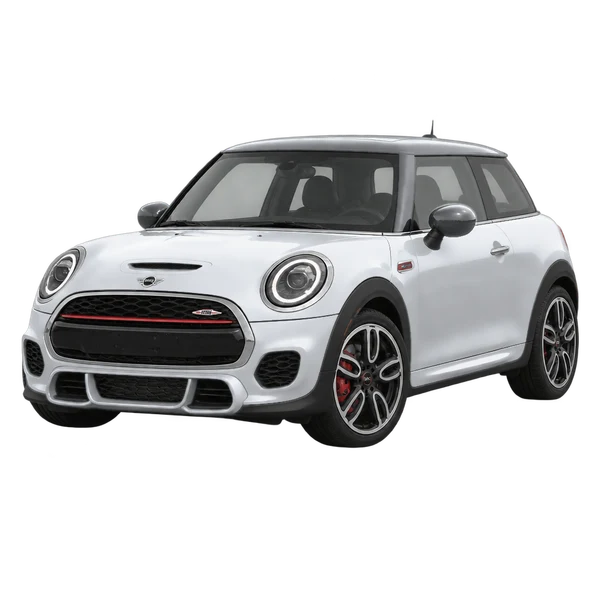 MINI John Cooper Works 2014 en plateado, vista frontal tres cuartos (hacia la izquierda)