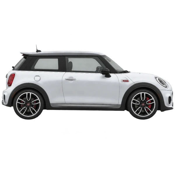 MINI John Cooper Works 2017 en plateado, vista lateral (hacia la derecha)