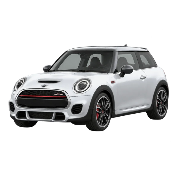MINI John Cooper Works 2018 en plateado, vista frontal tres cuartos (hacia la izquierda)