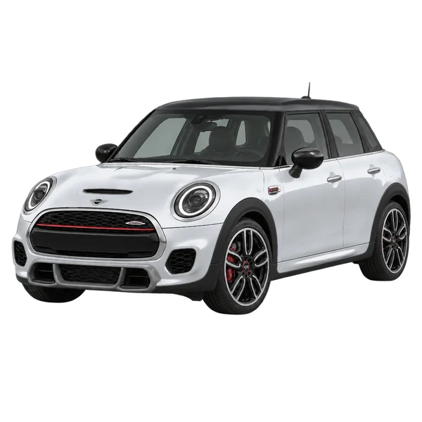 MINI John Cooper Works 2019 en plateado, vista frontal tres cuartos (hacia la izquierda)