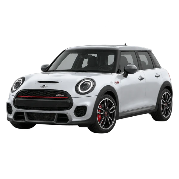MINI John Cooper Works 2020 en plateado, vista frontal tres cuartos (hacia la izquierda)