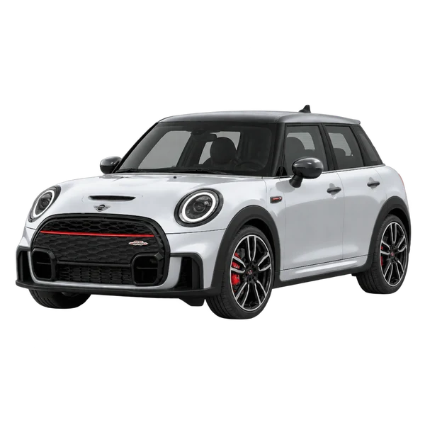 MINI John Cooper Works 2022 en plateado, vista frontal tres cuartos (hacia la izquierda)