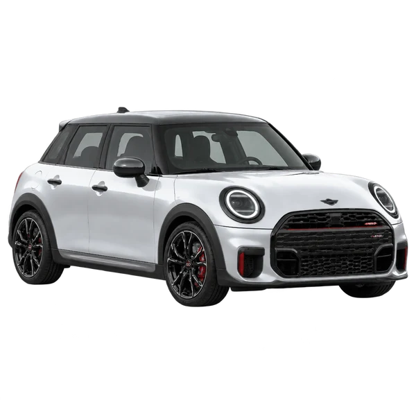 MINI John Cooper Works 2026 en plateado, vista frontal tres cuartos (hacia la izquierda)