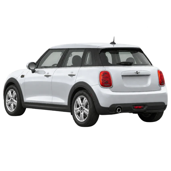 シルバーの2021 MINI One（リア斜め（左向き）ビュー）