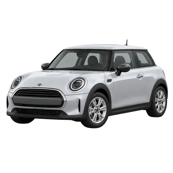 シルバーの2022 MINI One（フロントスリークォーター(左向き)ビュー）