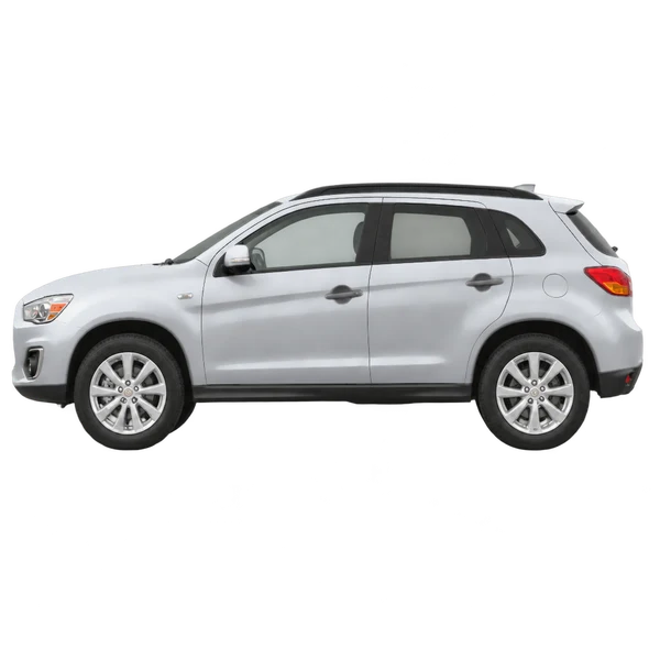 silver 2014 Mitsubishi ASX side (facing left) view