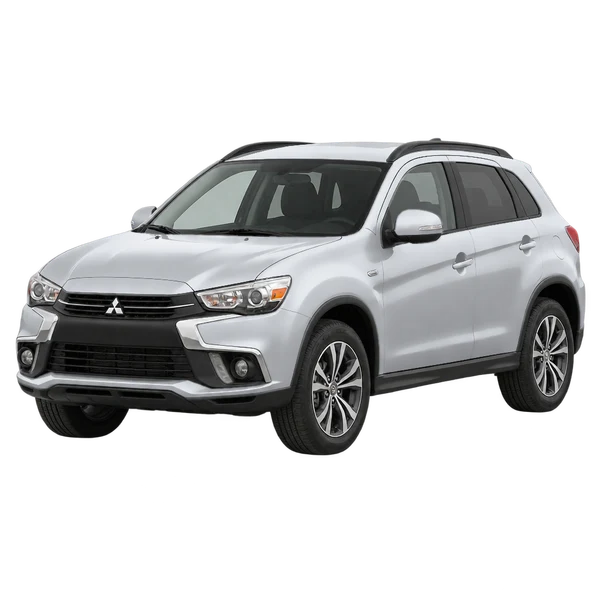 シルバーの2017 Mitsubishi ASX（フロントスリークォーター(左向き)ビュー）