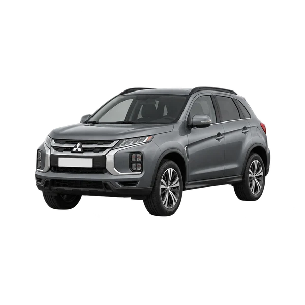 グレーの2022 Mitsubishi ASX（フロントスリークォーター(左向き)ビュー）