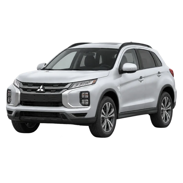 silver 2025 Mitsubishi ASX front three-quarter (facing left) view