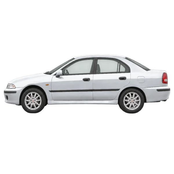 1999 Mitsubishi Carisma in Silber, Ansicht: Seite (nach links gerichtet)