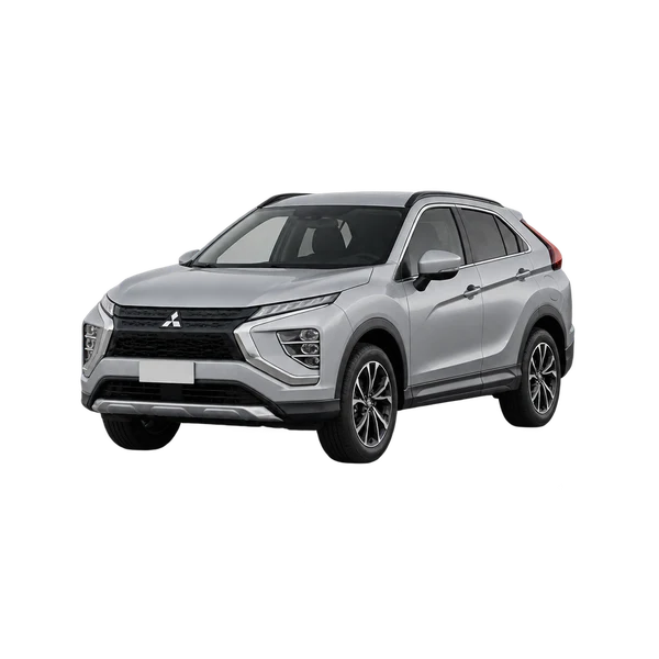 silver 2025 Mitsubishi Eclipse front three-quarter (facing left) view