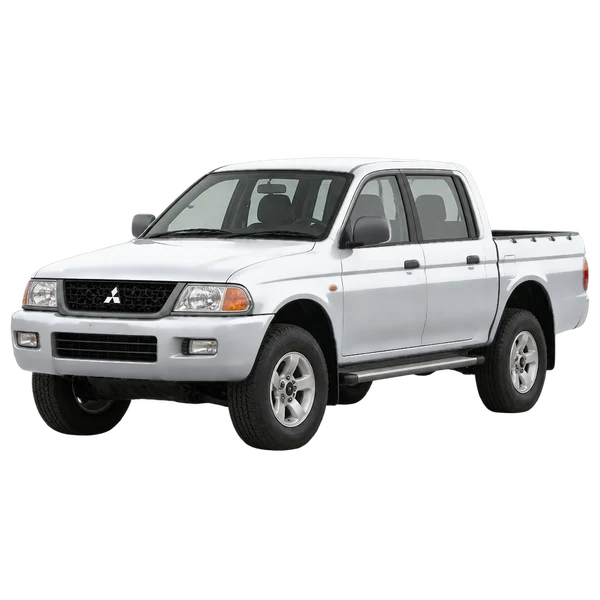 Mitsubishi L200 2002 argent, vue trois-quarts avant (orienté vers la gauche)