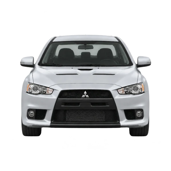 Mitsubishi Lancer Evolution 2013 en plateado, vista frontal