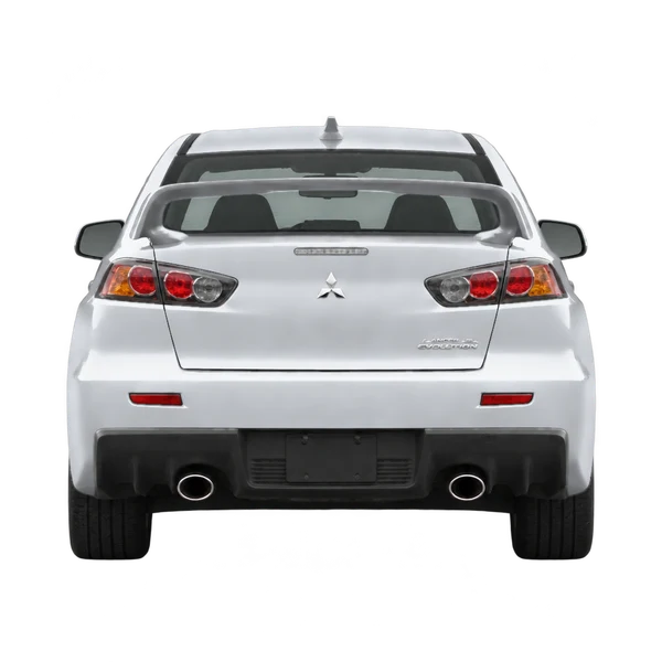 Mitsubishi Lancer Evolution 2013 en plateado, vista trasera