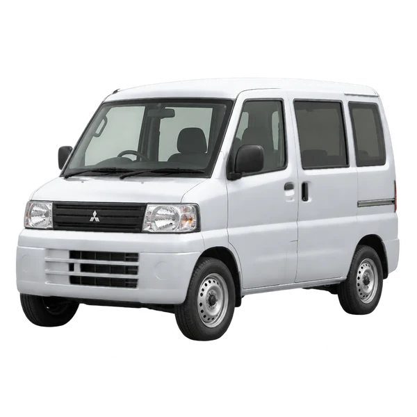 シルバーの2002 Mitsubishi Minicab（フロントスリークォーター(左向き)ビュー）