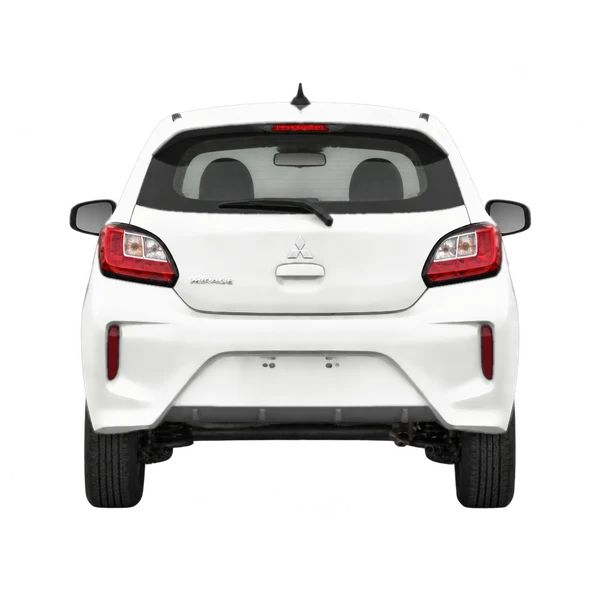 2021 Mitsubishi Mirage in weiß, Ansicht: Heck