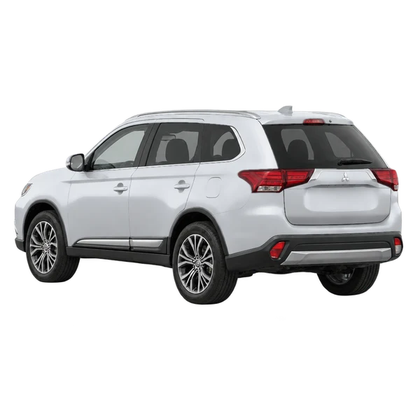 2021 Mitsubishi Outlander in Silber, Ansicht: Dreiviertelansicht von hinten (nach links gerichtet)