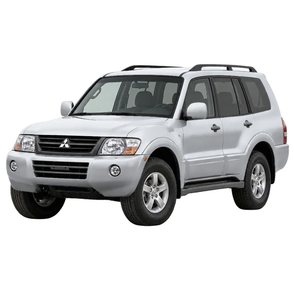 2000 Mitsubishi Shogun in Silber, Ansicht: Dreiviertelansicht vorne (nach links gerichtet)